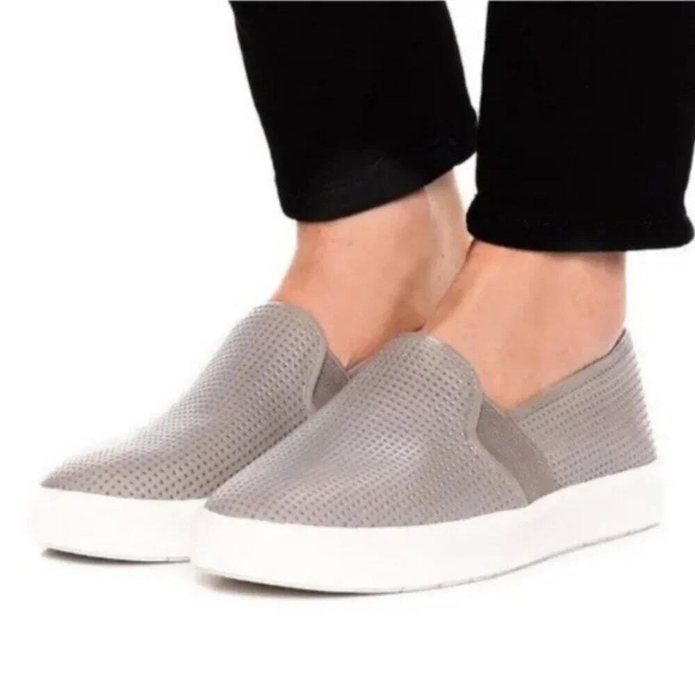 Vince Blair Woodsmoke Leather Perforated Slip-On Flats Sneakers Women's Size 7